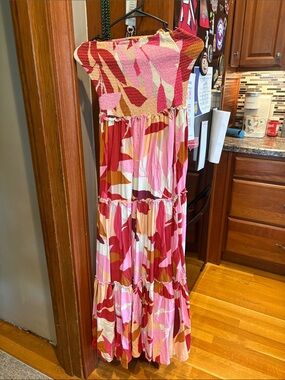 Pink Multi-Color Tiered Maxi Dress